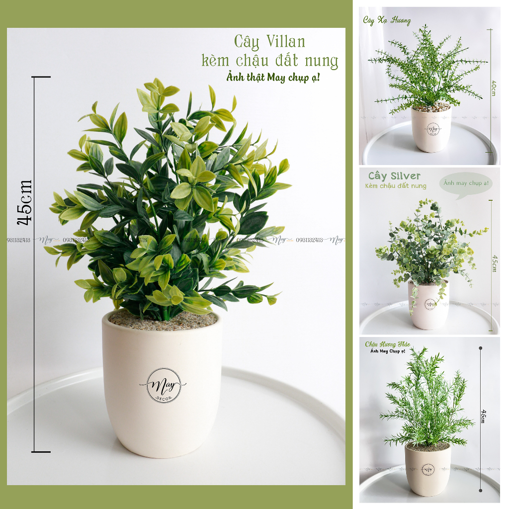 Cây giả, Chậu cây để bàn trang trí cao 40cm, 45cm