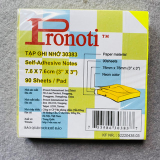 Giấy Note Ghi chú dạ quang Pronoti 3x3 76mmx 76mm