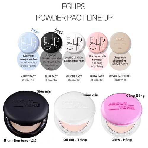 Măng tây baby - Phấn Phủ Nén Hàn Quốc Eglips About Tone Blur Powder Pact 8g Mẫu Mới