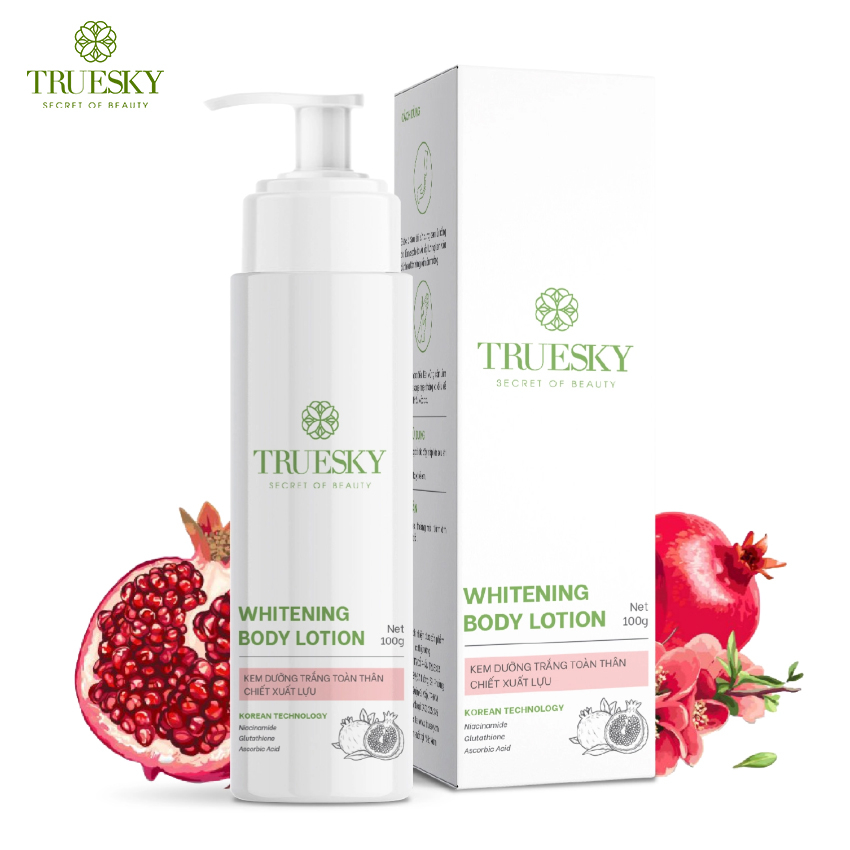 Măng tây baby - Kem ủ trắng toàn thân Truesky Whitening Body Cream chiết xuất Lựu đỏ
