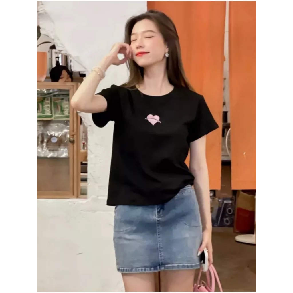 Áo babytee chất zip in hình tim - Retrostyle - Aobabyteehinhtim070_P12K6