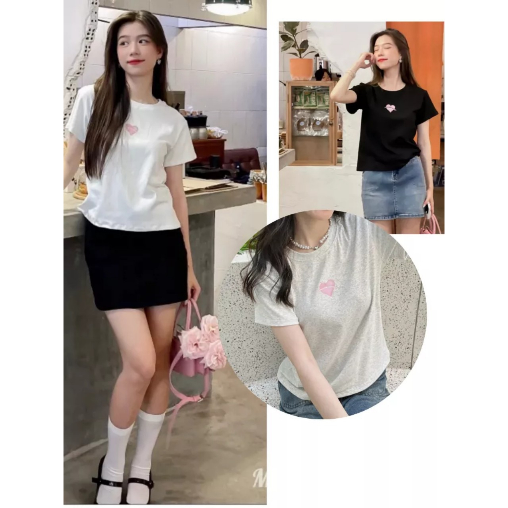 Áo babytee chất zip in hình tim - Retrostyle - Aobabyteehinhtim070_P12K6