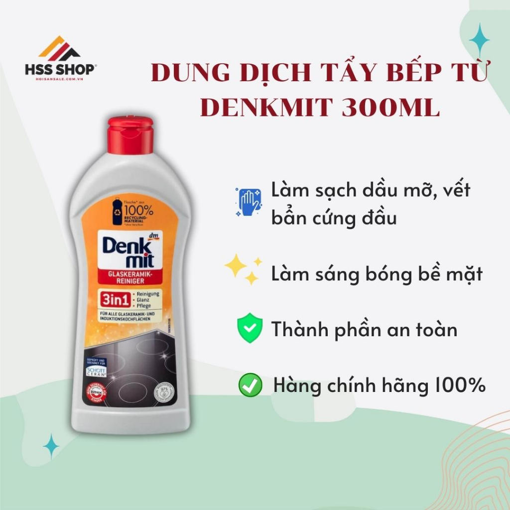 Dung dịch vệ sinh bếp từ DENKMIT 3IN1 nhập khẩu Đức 300ml – Hàng Đức – HSS Shop