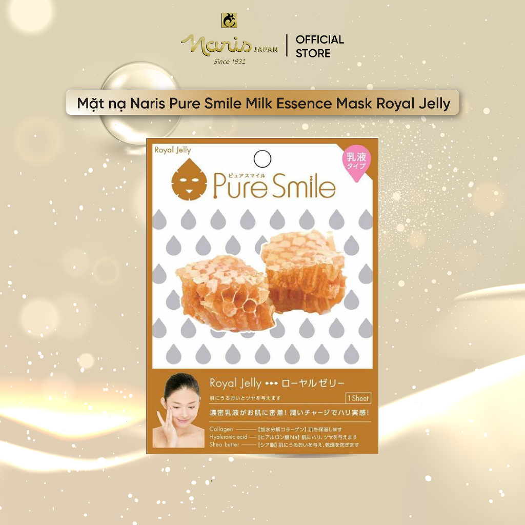 Mặt nạ Naris Pure Smile Milk Essence Mask Royal Jelly N005 20ml/1 miếng