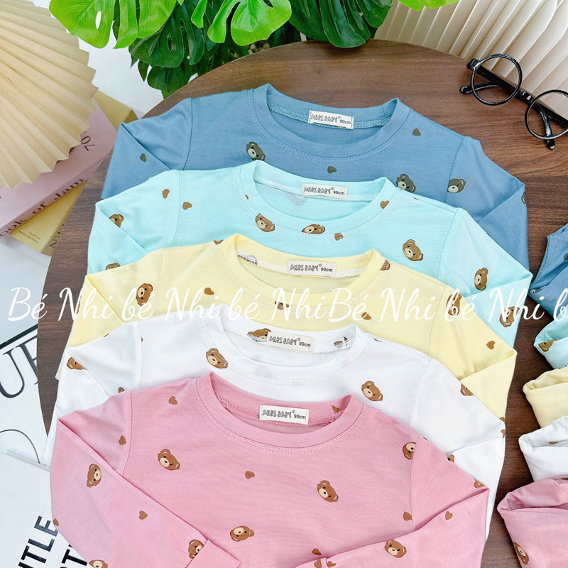 Bộ quần áo thun lạnh dài tay in họa tiết Gấu Teddy cho bé trai, bé gái AnBy Baby/ Bộ thu đông cho bé