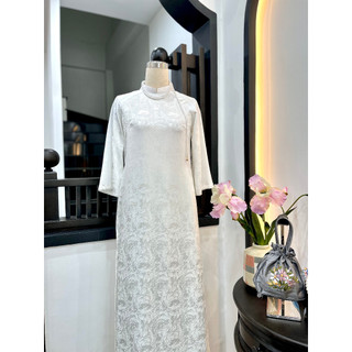 ÁO DÀI LỤA TÂY THI TRẮNG