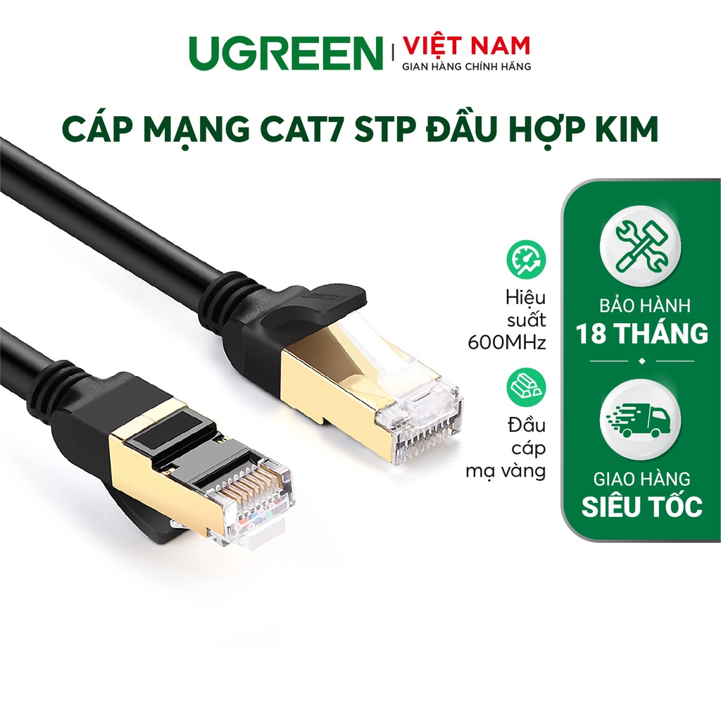 Cáp mạng CAT7 STP UGREEN NW107/ NW149 | RJ45 600MHz và 10Gbps | Chiều dài 0.5M | Bảo Hành 18 Tháng 1 Đổi 1 11229 80414