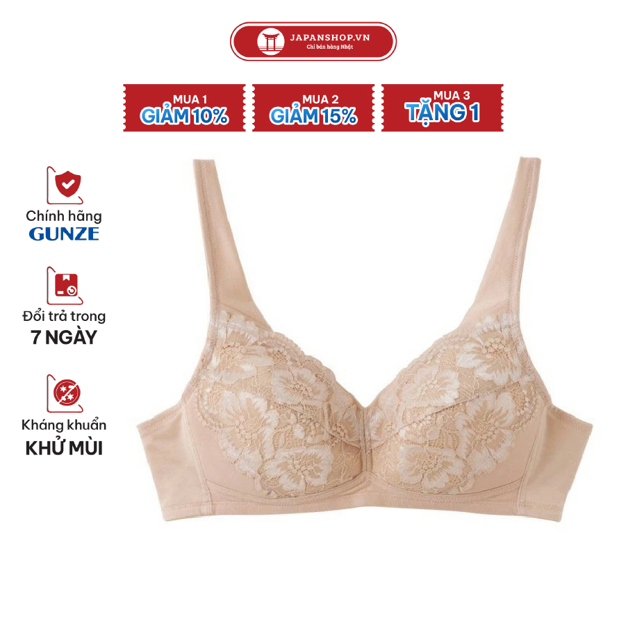 Áo lót nữ ren không gọng Gunze TB1049H không đệm mút nội địa Nhật chính hãng