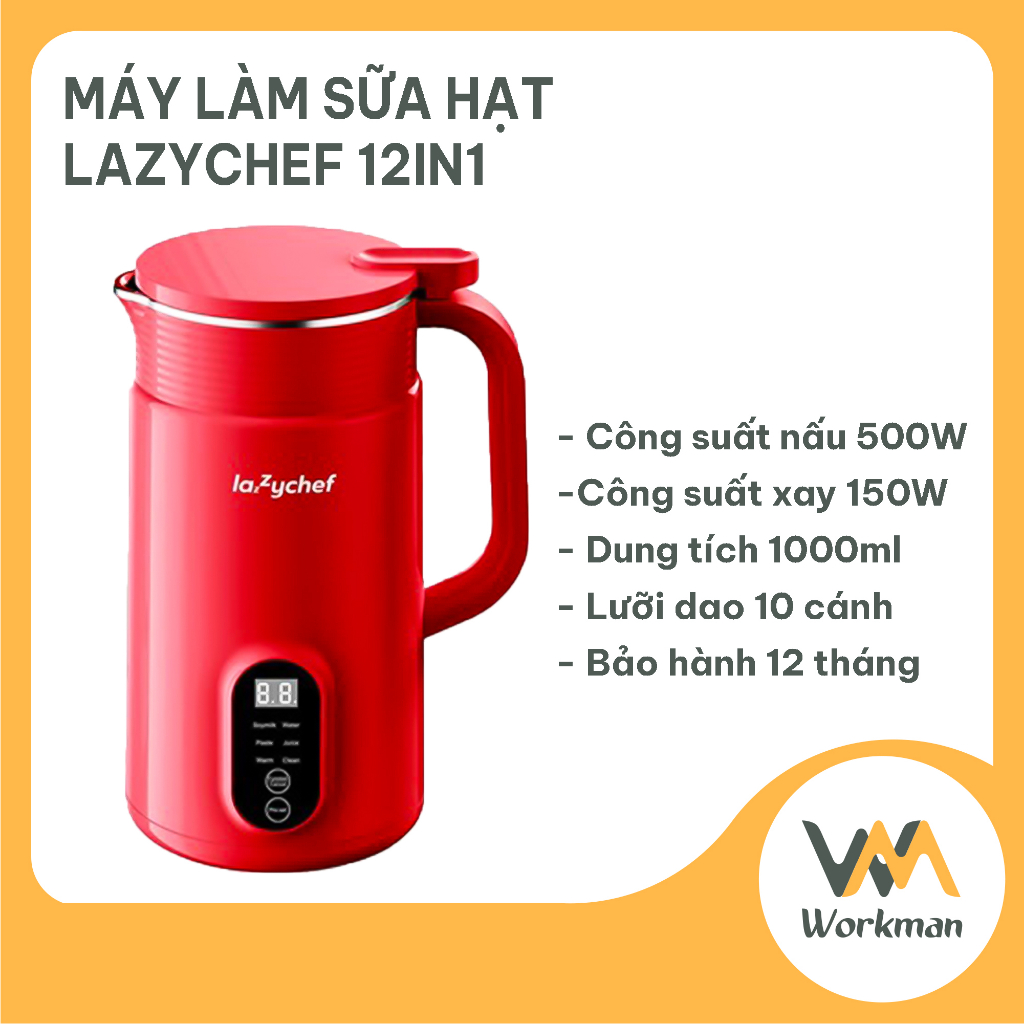 Máy Làm Sữa Hạt LazyChef 12in1 - Máy Xay Nấu Đa Năng Dung Tích 1L - Tích Hợp 12 Chương Trình Xay Nấu