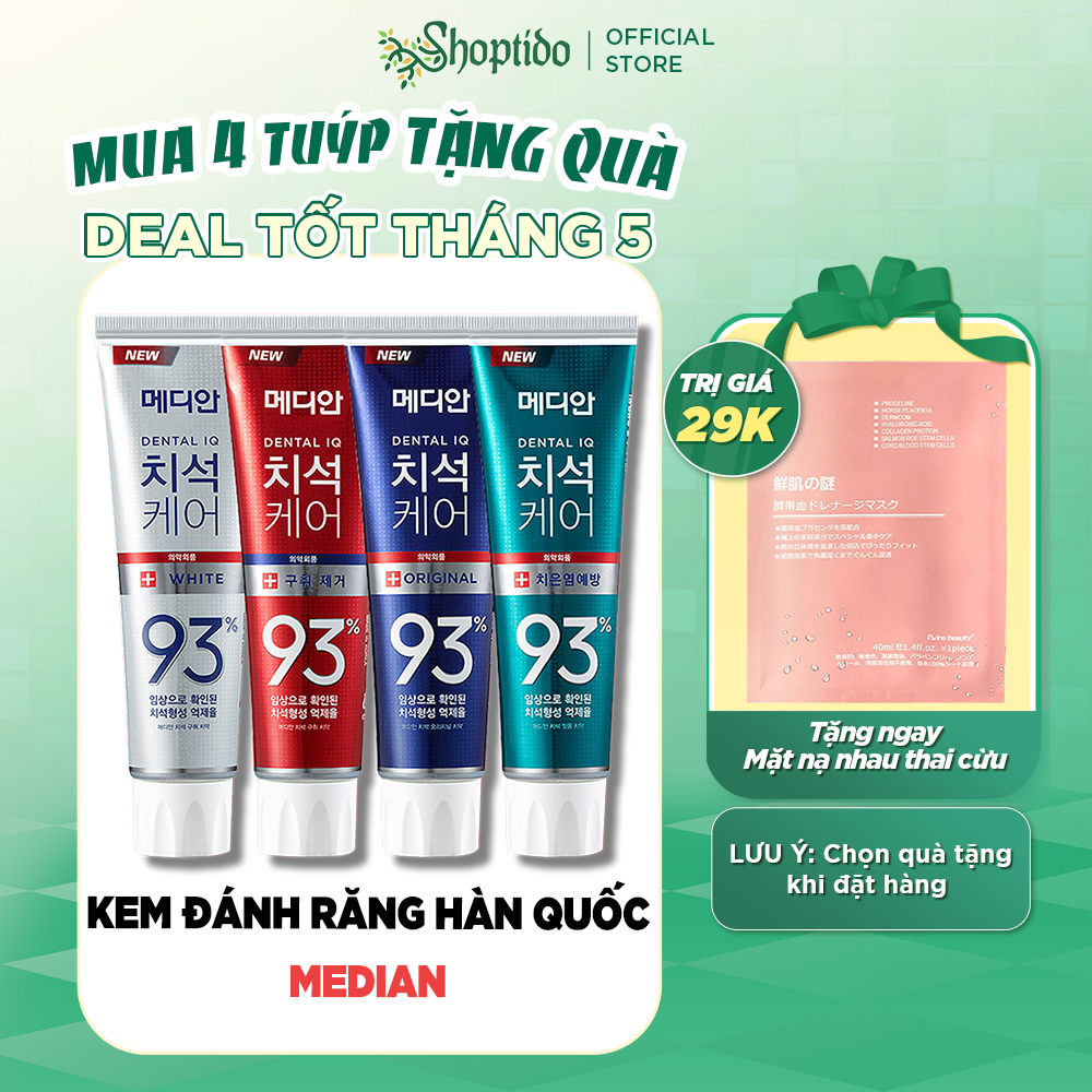 Kem đánh răng Hàn Quốc trắng răng MEDIAN DENTAL IQ 93% 120g sáng bóng NCC Shoptido