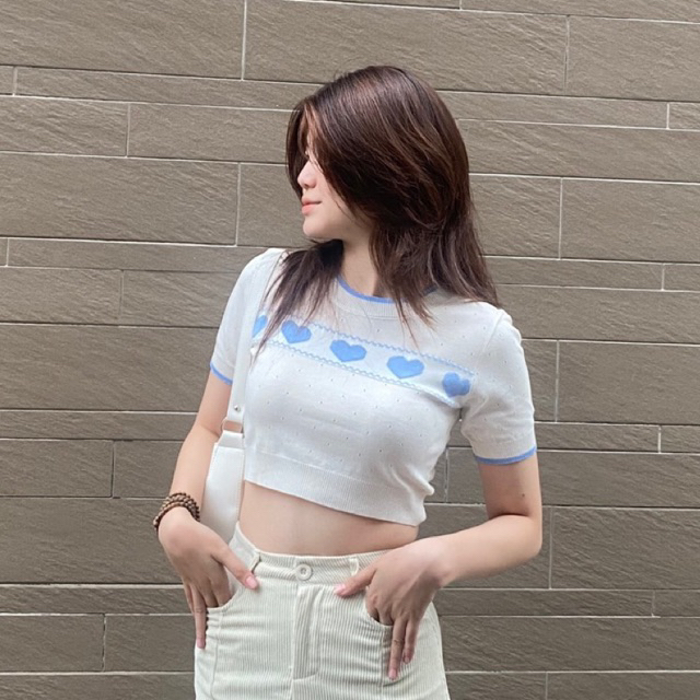 Áo thun trắng tim xanh DA541