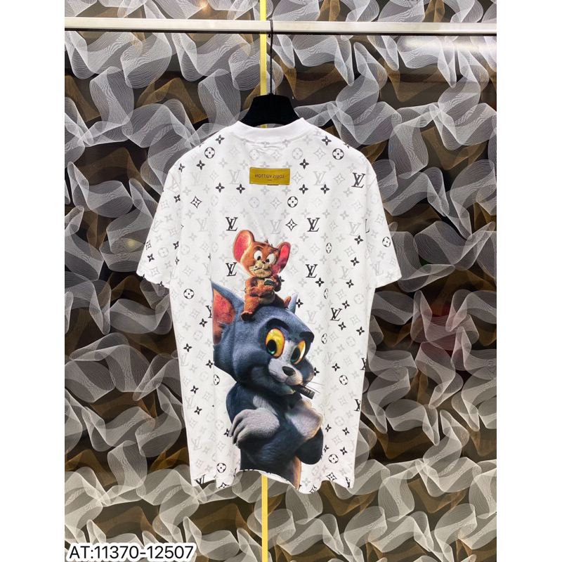 Áo thun mèo tom jerry in hình 3D vân lv đơn giản vải cotton co giãn mát lạnh