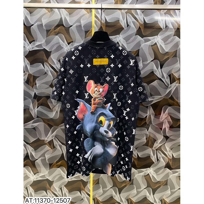 Áo thun mèo tom jerry in hình 3D vân lv đơn giản vải cotton co giãn mát lạnh
