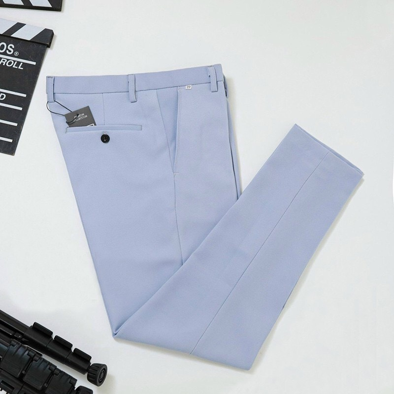 Quần tây âu nam quần baggy nam vải dày co giãn không bai màu không xù ống côn dáng Hàn Quốc