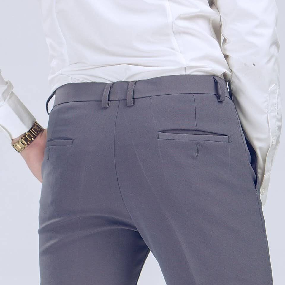 Quần tây âu nam quần baggy nam vải dày co giãn không bai màu không xù ống côn dáng Hàn Quốc