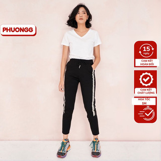 Quần Jogger thể thao nữ PHUONGG mix sọc trắng bản to  chất vải umi cao cấp đủ size 40-65kg