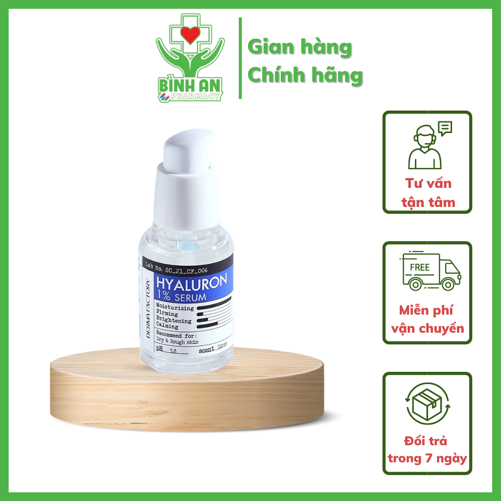 Tinh chất dưỡng ẩm Derma Factory Hyaluron 1% Serum 30ml