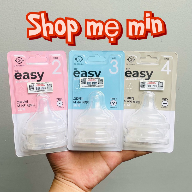 Núm ti bình sữa Grosmimi đủ size từ 0- trên 8 tháng cho bé. Núm grosmimi size 1/2/3/4 lắp được các bình cổ rộng