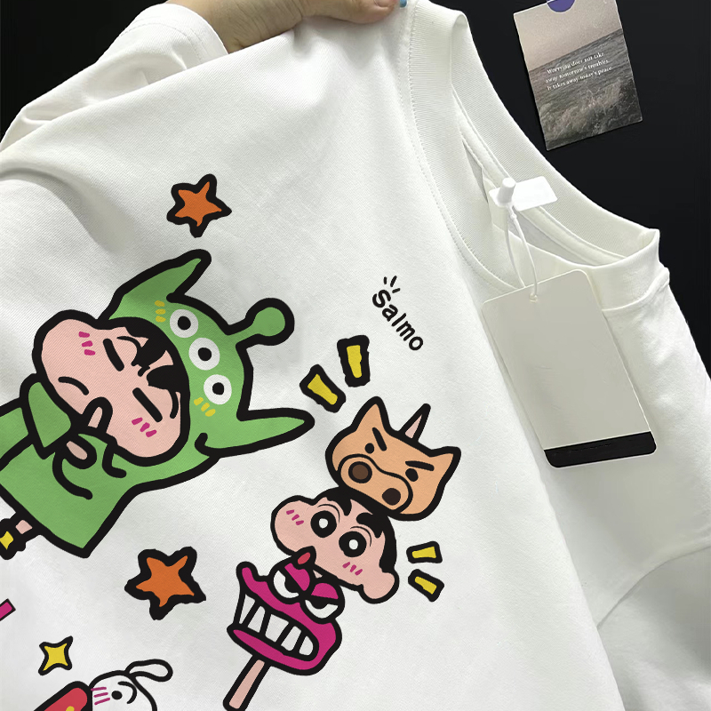 SALMO áo thun mùa hè nữ trắng local brand cartoon cổ tròn bigsize áo phông unisex 100%Cotton Y0377