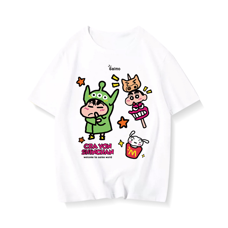 SALMO áo thun mùa hè nữ trắng local brand cartoon cổ tròn bigsize áo phông unisex 100%Cotton Y0377