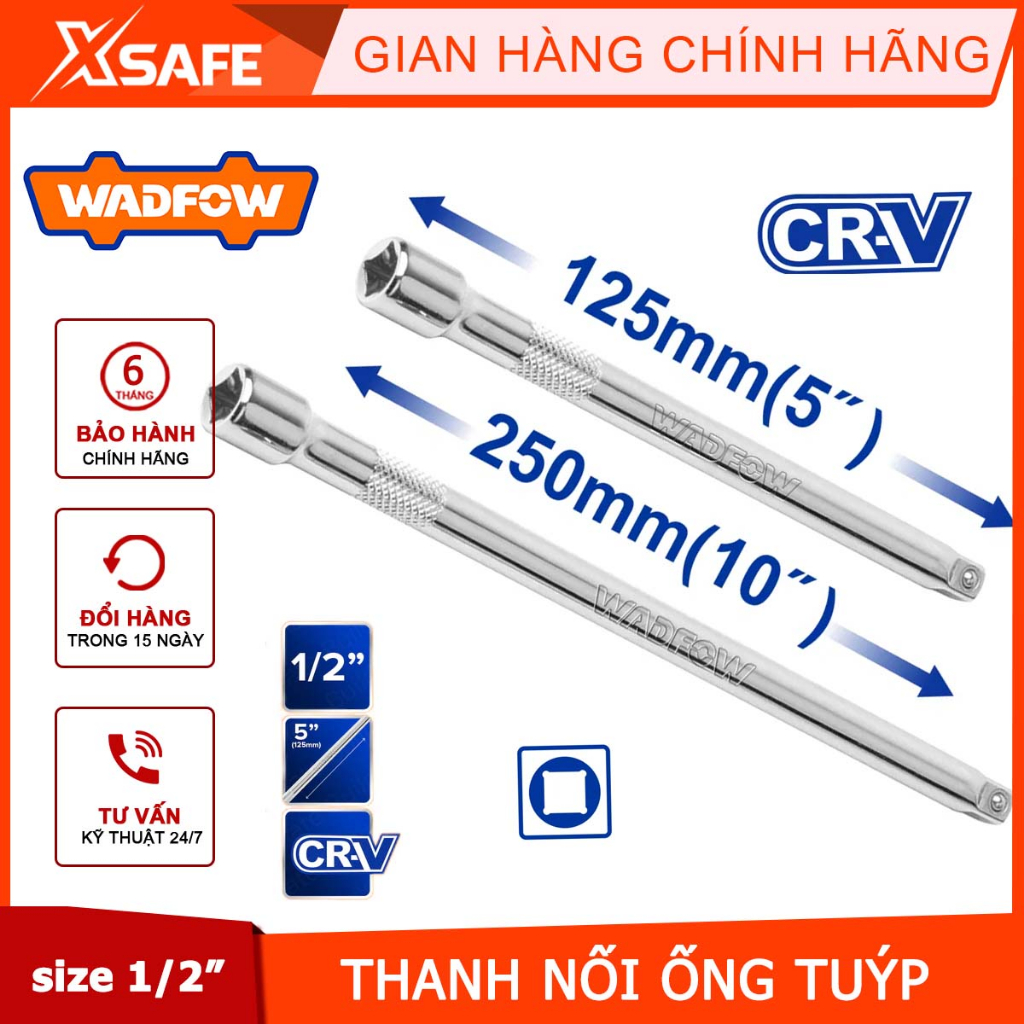 Đầu tuýp nối dài 1/2" cao cấp WADFOW thép Cr-V 5-10" siêu cứng chống rỉ sét đầu khẩu thanh mở bulong đai ốc vít sửa chữa