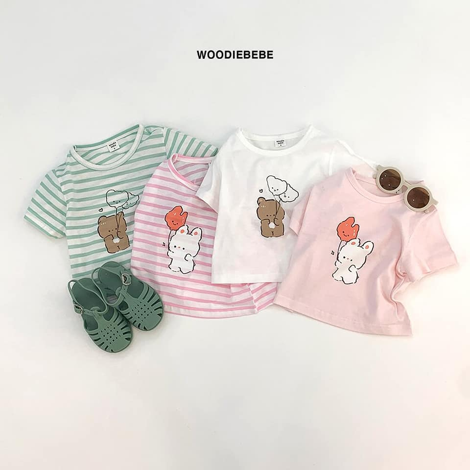 WoodieBebe Áo thun/phông cộc Cotton Candy Hàn Quốc cho bé