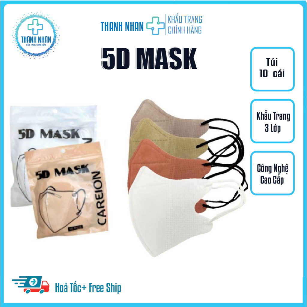 [Túi 10 Cái] Khẩu Trang 5D Mask An Phong,Kháng Khuẩn,Chống Nắng,Chống Bụi,Chống Tia UV,Hàng Hottrend CAREION,Nhiều Màu..