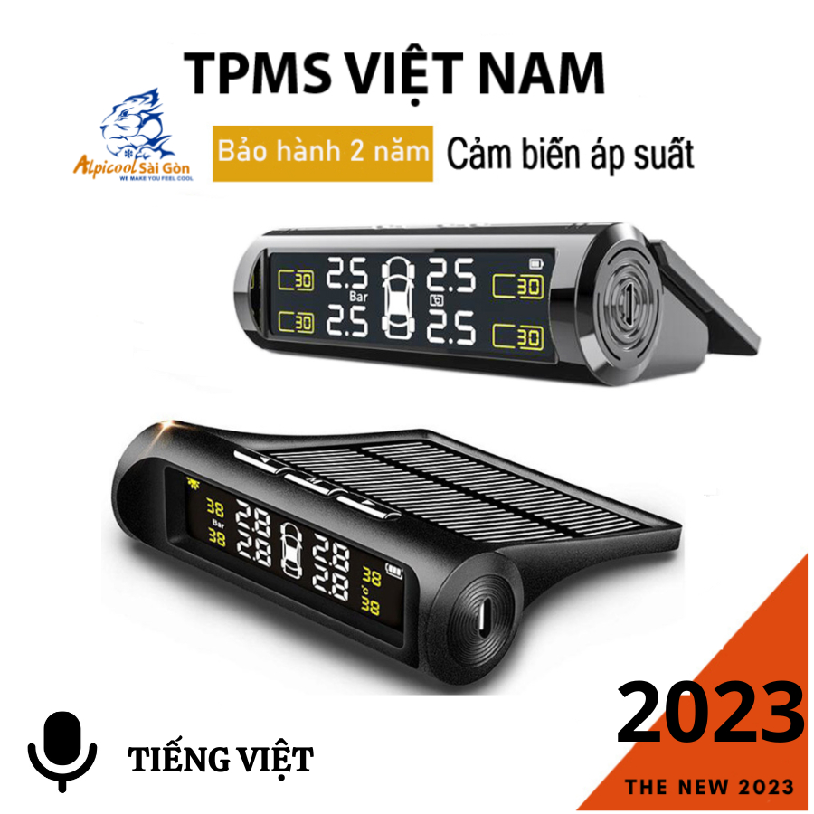 Cảm biến áp suất lốp ô tô xe hơi van ngoài cao cấp , Pin sạc năng lượng mặt trời, màn hình LCD, tuổi thọ pin cực cao