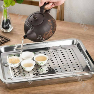 Khay inox đựng thực phẩm, khay inox úp ly có lỗ, mâm trà, khay trà inox size 36*27cm - gpkw