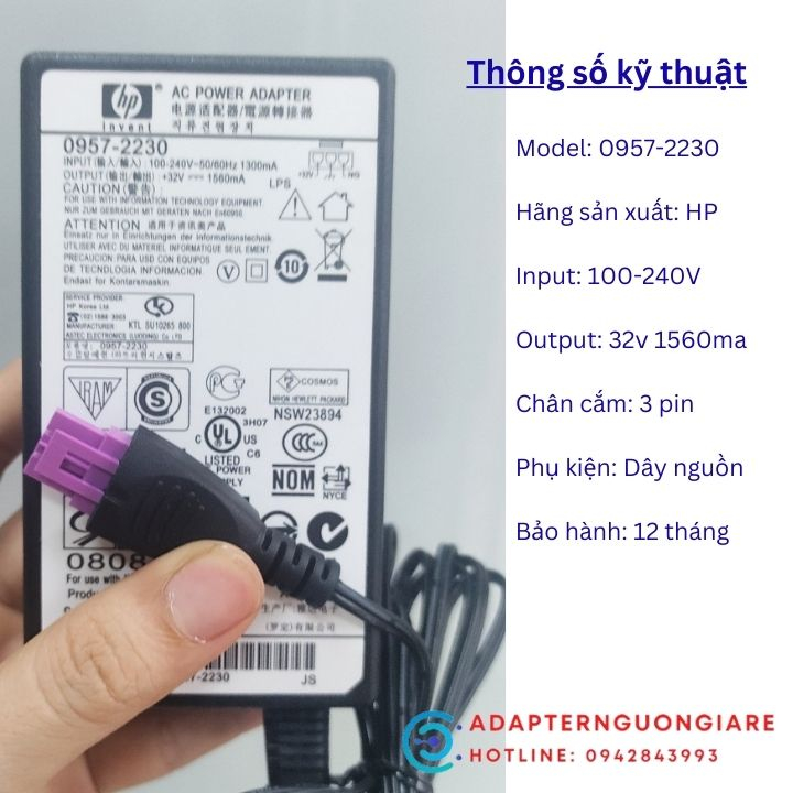 Adapter nguồn cho máy scan HP 3500 F1 4500 Fn1 32v chính hãng