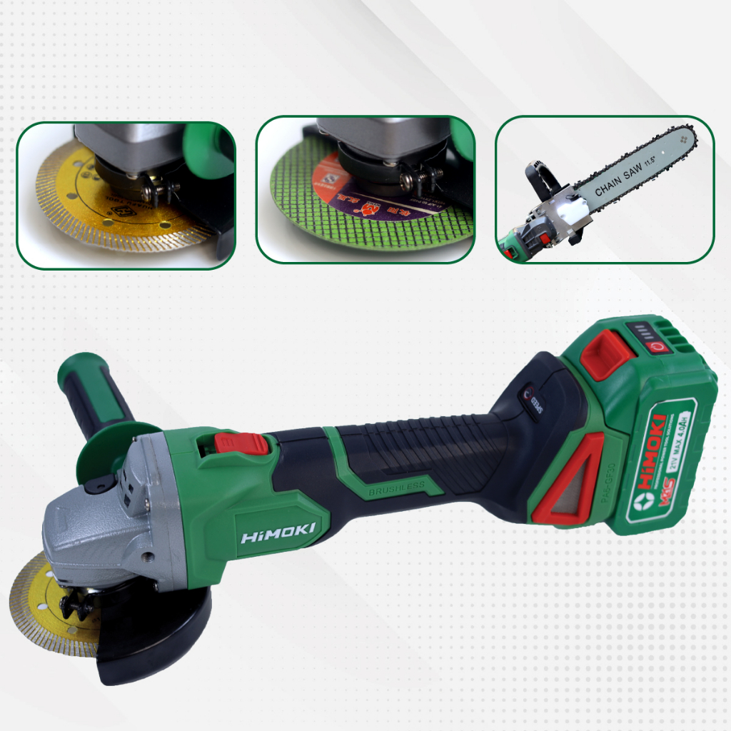 Thân máy mài pin Himoki HM-AG100L - Cắt gạch - Mài sắt - Cắt sắt - Cắt gỗ Động cơ Không chổi than