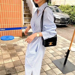 ĐẦM SƠ MI SỌC XOẮN EO