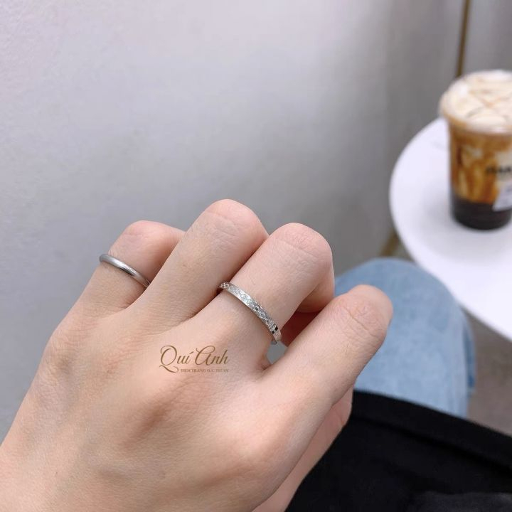 Nhẫn Titan - Nhẫn Titan Họa Tiết Vòng Xoắn Màu Bạc