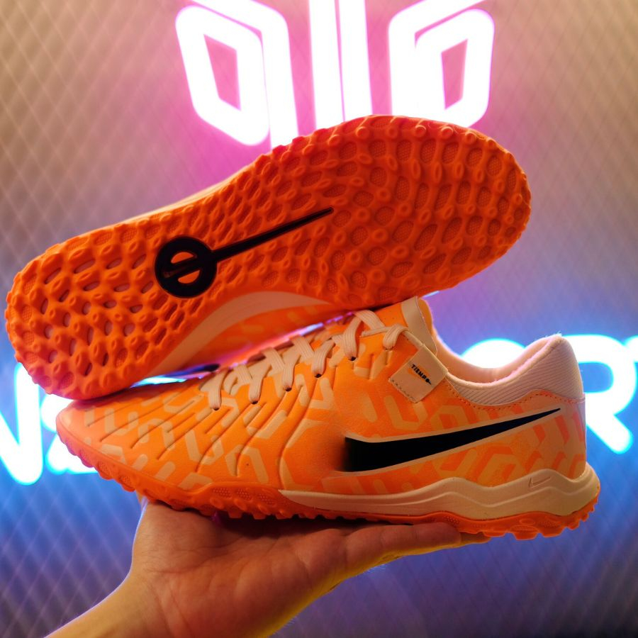 Giày bóng đá có nhân tạo Tiempo 10 Cam Logo Đen/Tím TF