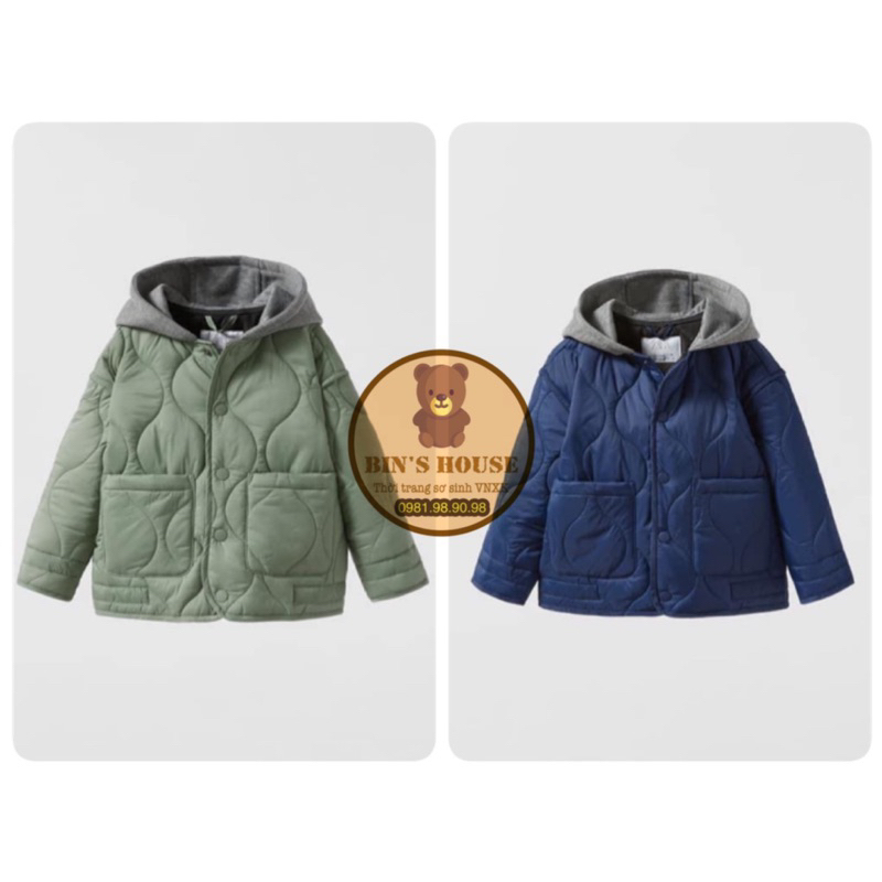 Áo khoác phao siêu nhẹ liền mũ Zara sz 9/12M