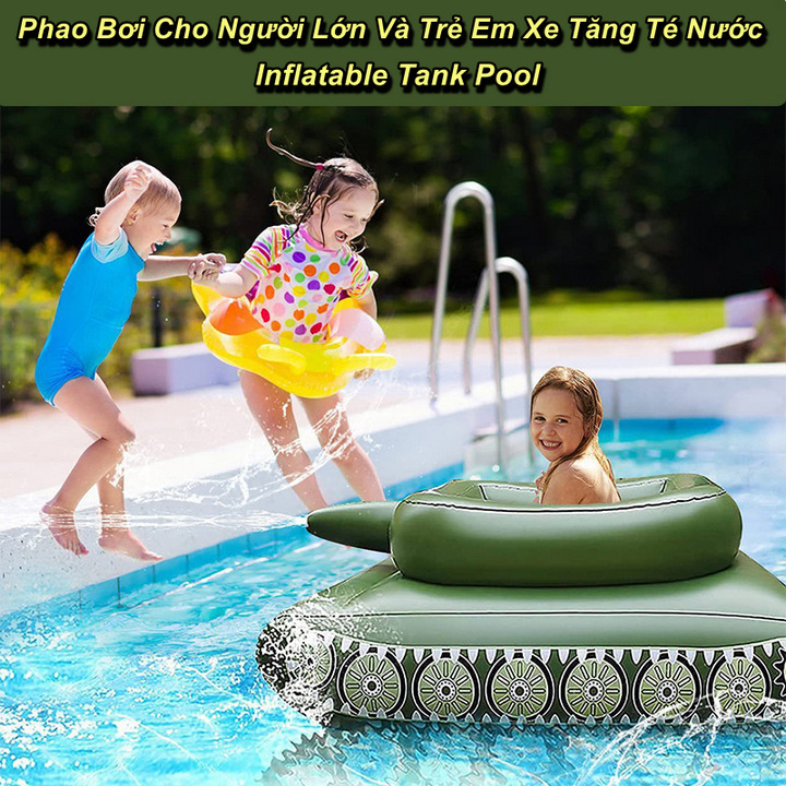 Phao Bơi Cho Người Lớn Và Trẻ Em Xe Tăng Té Nước Inflatable Tank Pool - Home Decor Furniture