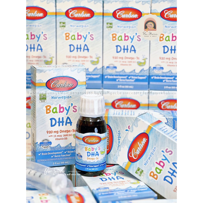 Baby's DHA CARLSON bổ sung Omega-3s và Vitamin D3 cho bé từ sơ sinh - Hàng Mỹ Air [ BW Store ]