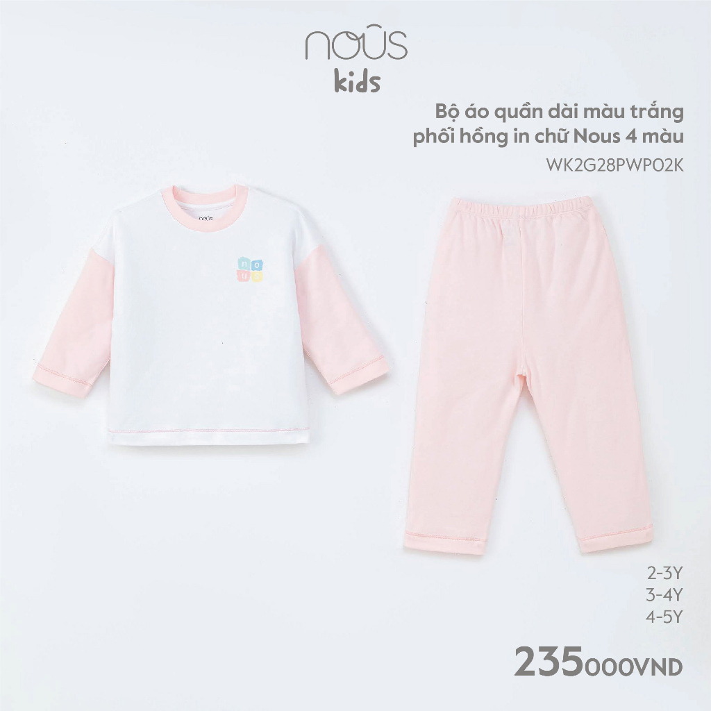 Bộ quần áo dài tay Nous Kids cho bé từ 2-6 tuổi