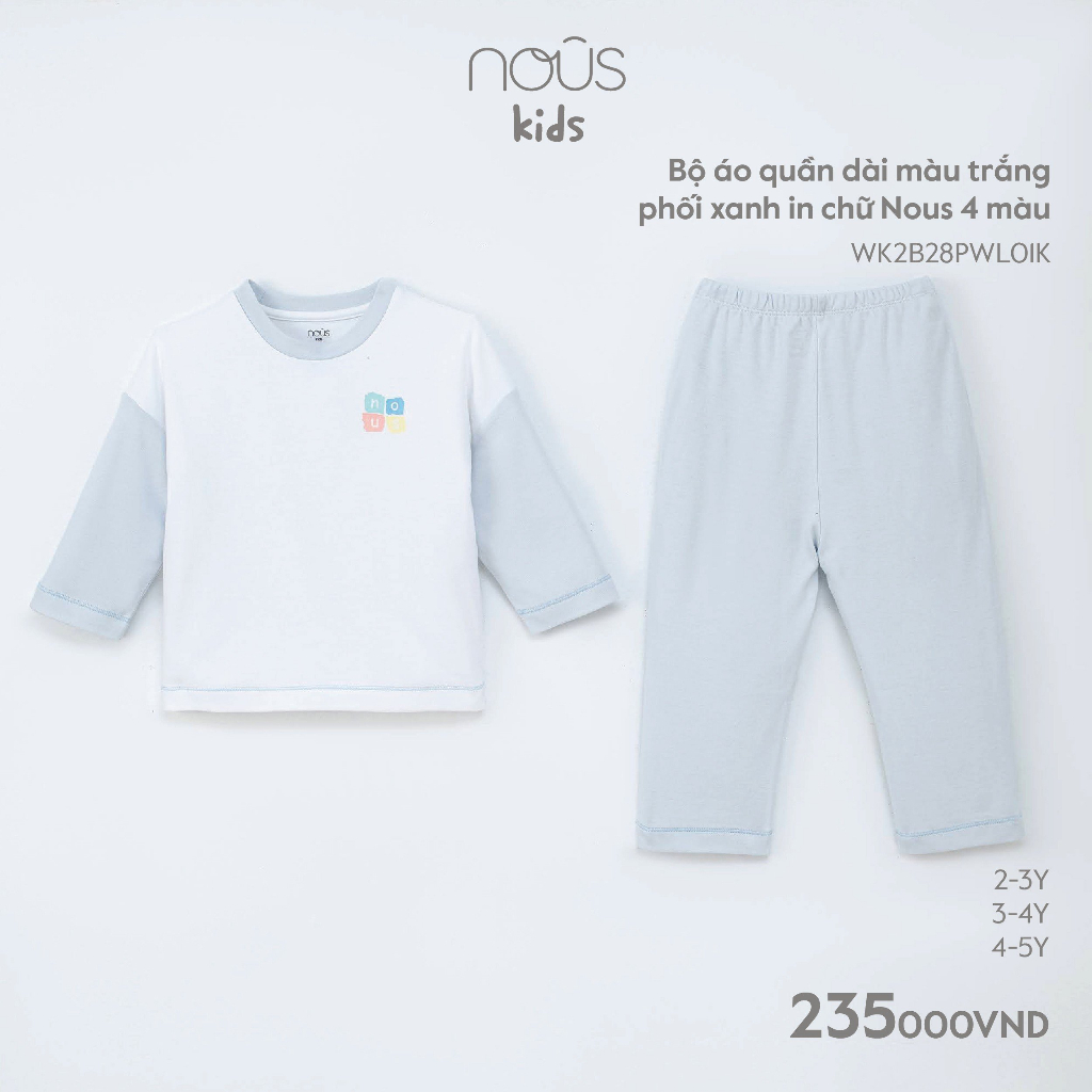Bộ quần áo dài tay Nous Kids cho bé từ 2-6 tuổi