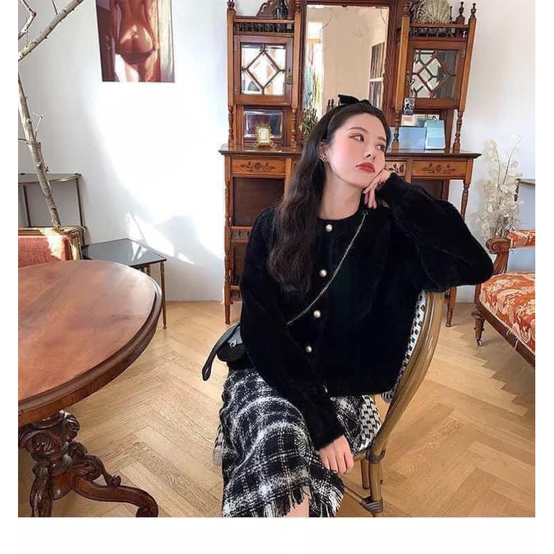 Áo len cadigan lông thỏ mềm mịn hàng QC