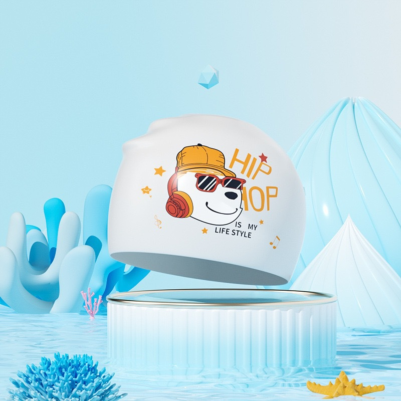 Mũ bơi trẻ em POPO CA46 họa tiết dễ thương, silicon độ bền cao tạo cảm giác thoải mái an toàn cho bé | BigBuy360 - bigbuy360.vn