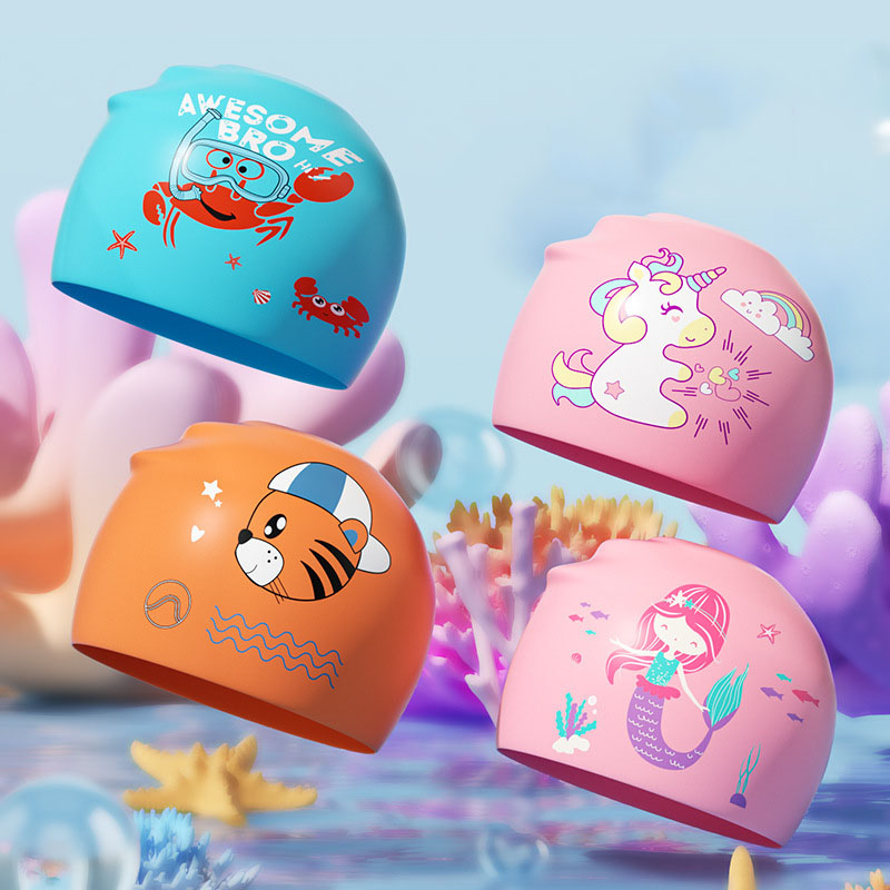 Mũ bơi trẻ em POPO CA46 họa tiết dễ thương, silicon độ bền cao tạo cảm giác thoải mái an toàn cho bé | BigBuy360 - bigbuy360.vn