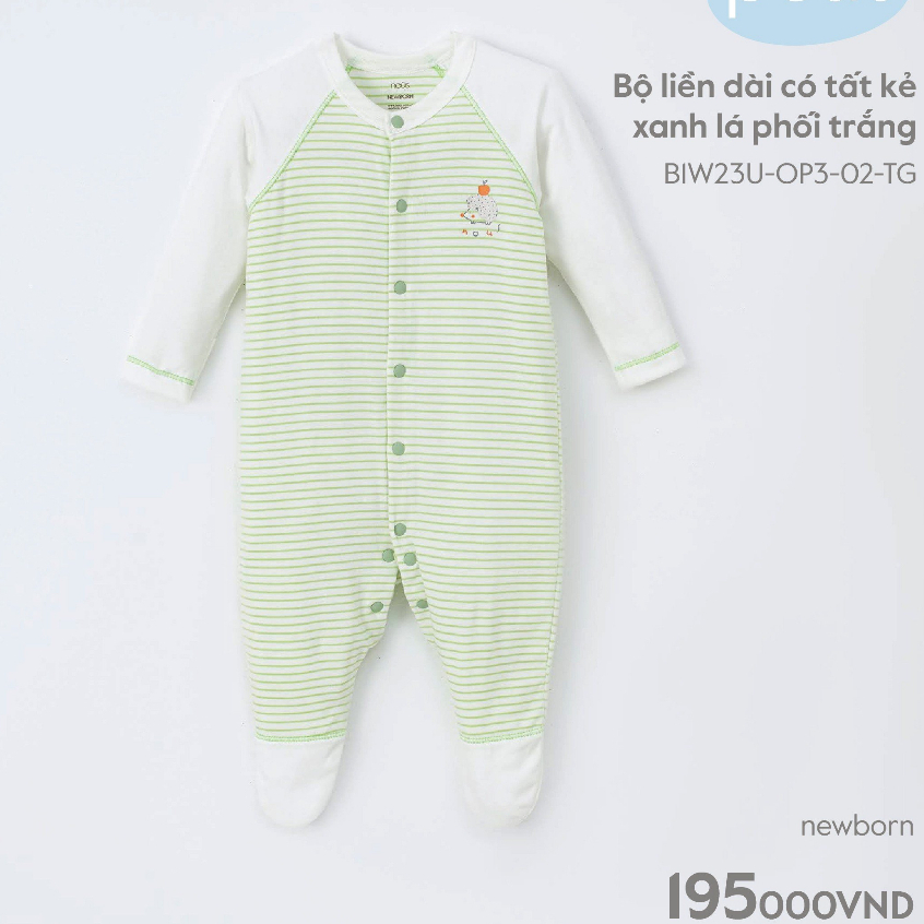 Bộ bodysuit liền tất kẻ petit nous