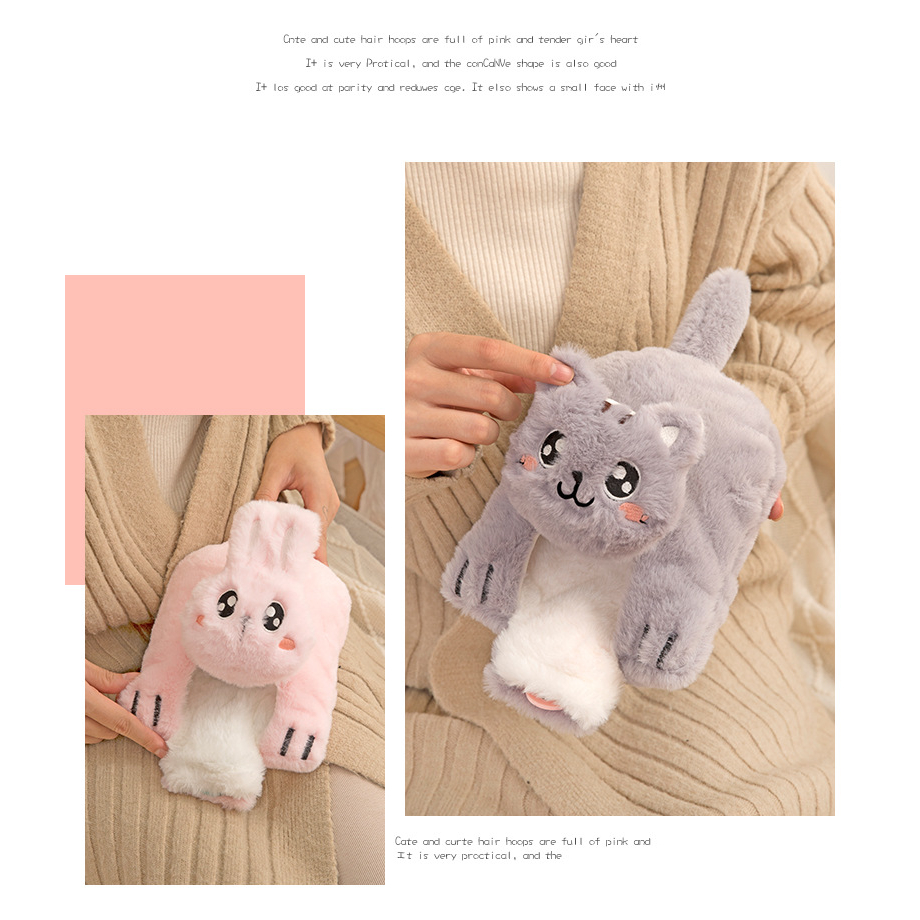 Túi chườm bụng kinh đa năng 500ml có lớp vải nhung bên ngoài/ Có túi giữ ấm tay