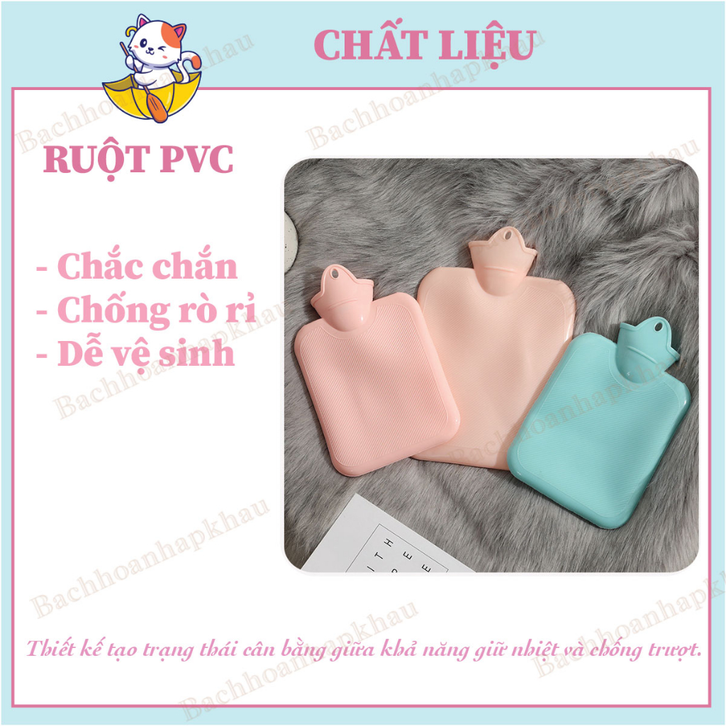 Túi chườm bụng kinh đa năng 500ml có lớp vải nhung bên ngoài/ Có túi giữ ấm tay