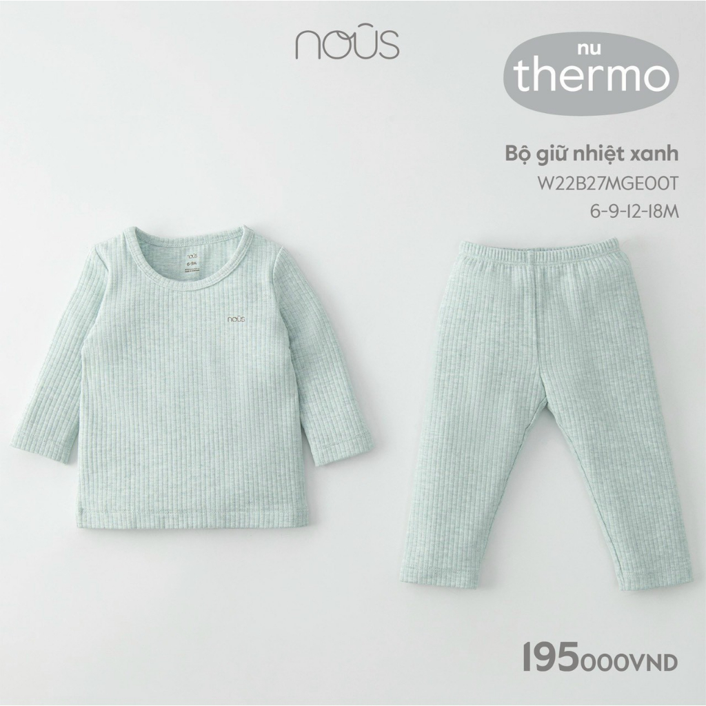 Bộ quần áo dài tay Nous cài vai cho bé 6m - 24m