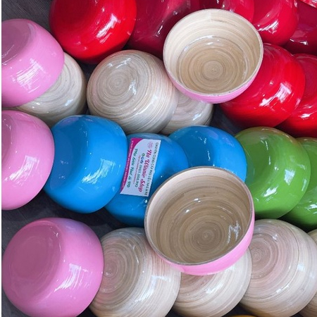 Bát ngâm tay, ngâm chân gỗ tre tự nhiên , hồng , xám , trắng , xanh , đỏ , tím , vàng