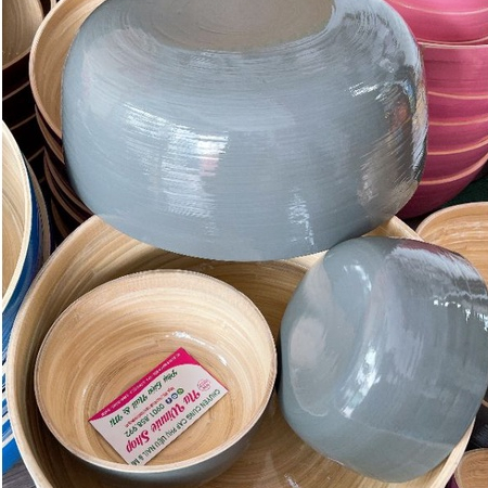 Bát ngâm tay, ngâm chân gỗ tre tự nhiên , hồng , xám , trắng , xanh , đỏ , tím , vàng