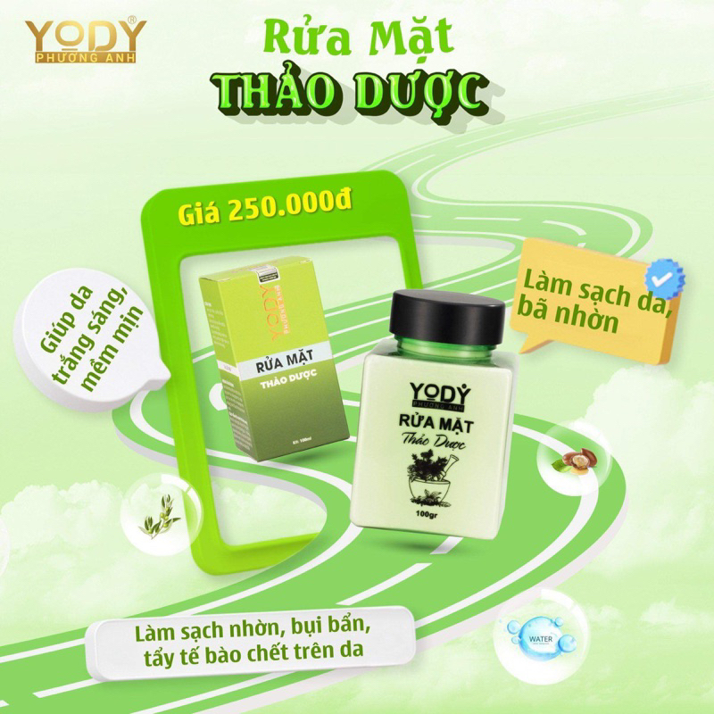 Bột rửa mặt thảo dược Yody white Phương Anh hộp 100g