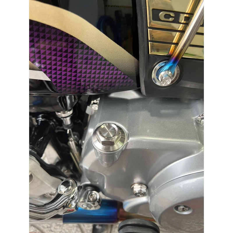 Combo mâm lửa - nắp nhớt Honda trụ INOX304